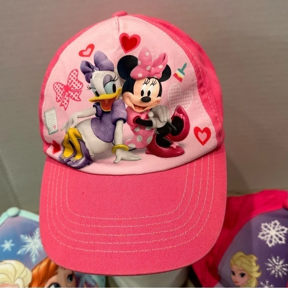 Lot of 3 Disney Hats Girls Kids Minnie Mouse Daisy Elsa Anna Frozen Caps